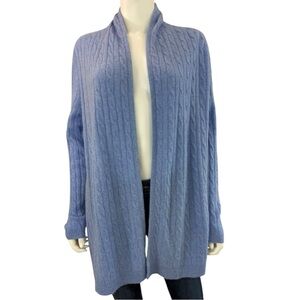 WHITE + WARREN Blue 100% Cashmere Sweater Cardigan Size L